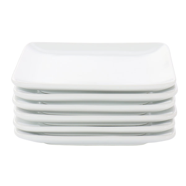 Our Table Simply White 6 Piece 5 Inch Square Porcelain Appetizer Plate